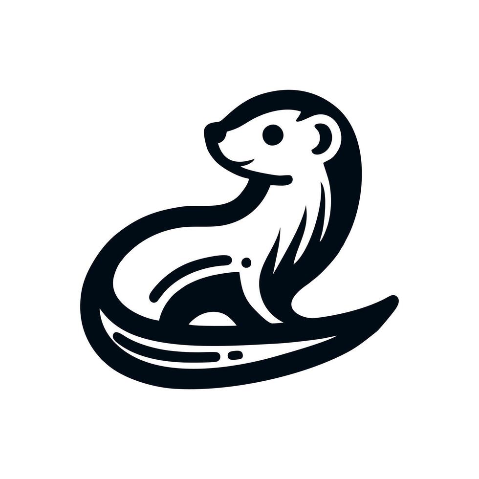 weasel logo design in a simple and elegant style vector