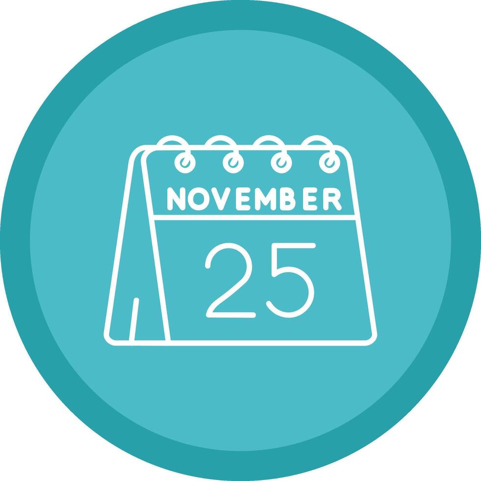 25th of November Flat Circle Multicolor Design Icon vector