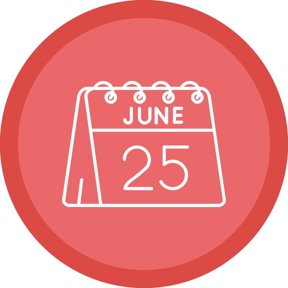 25th of June Flat Circle Multicolor Design Icon vector