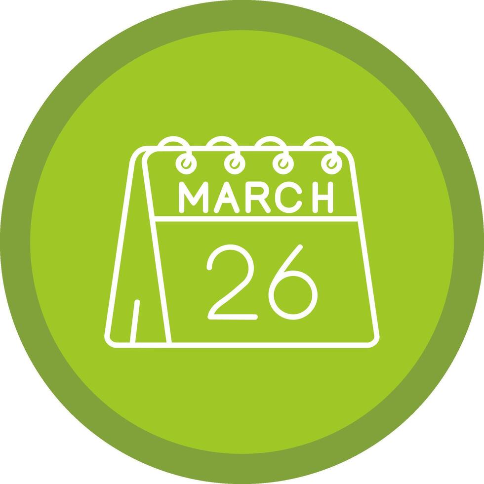 26th of March Flat Circle Multicolor Design Icon vector