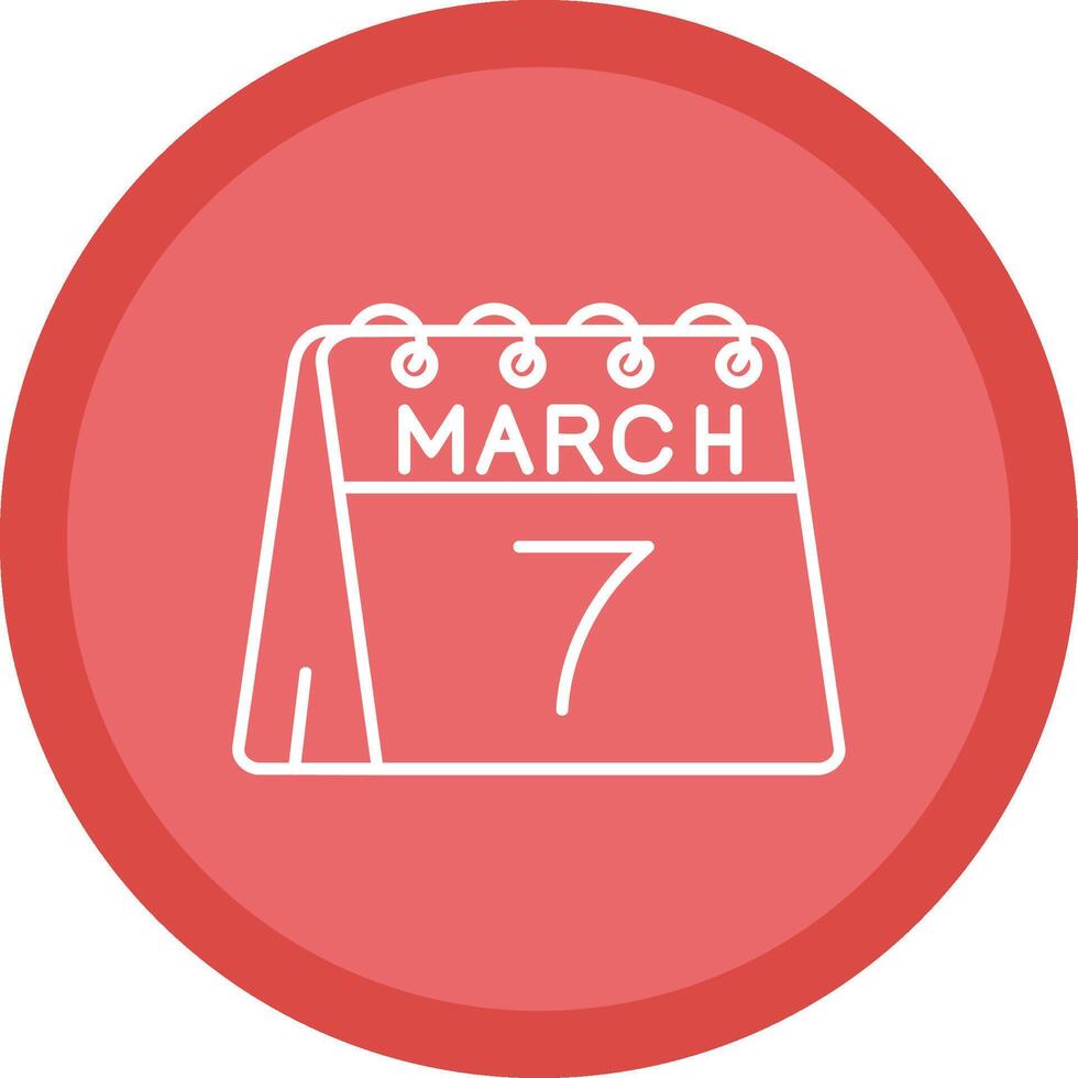 7th of March Flat Circle Multicolor Design Icon vector