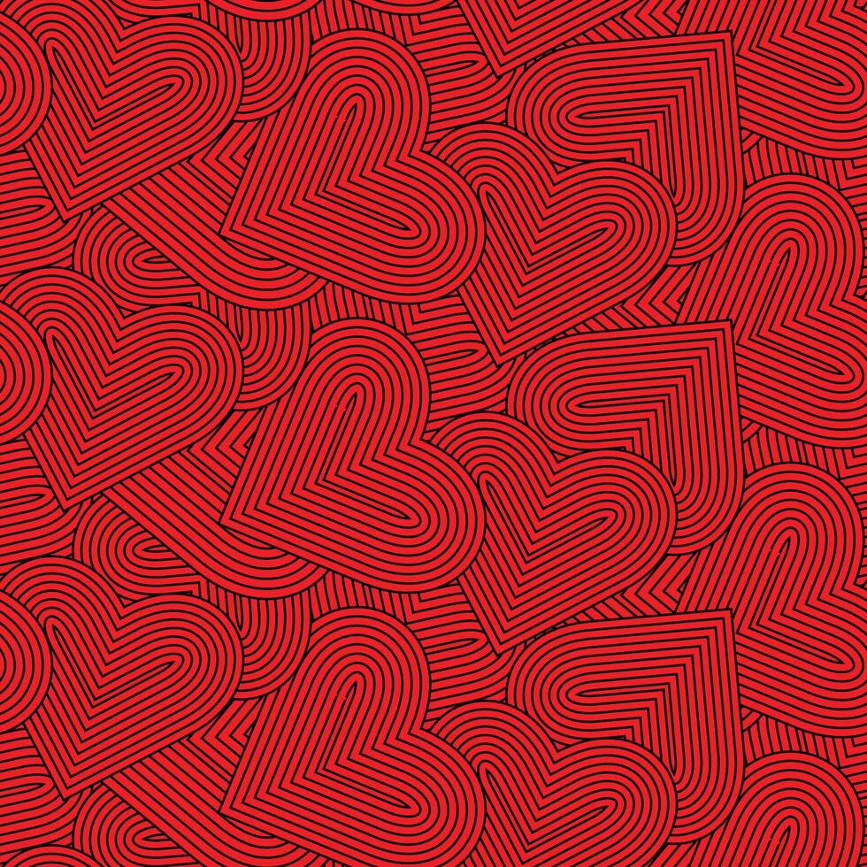 Seamless pattern with red elegant hearts background. Luxury valentine and wedding background. vector
