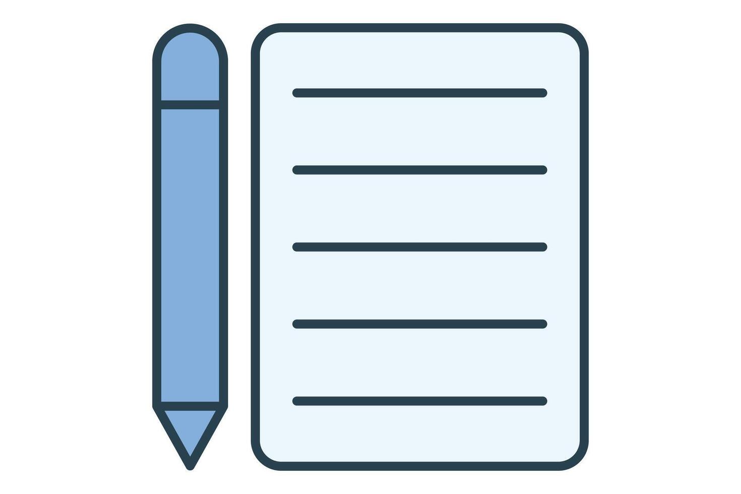 Pencil and Notepad icon. icon related to lesson planning and note-taking. flat line icon style. element illustration vector