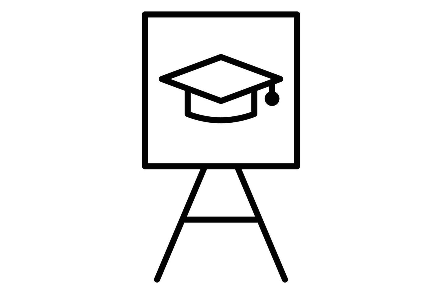 Chalkboard with graduation hat icon. icon related to academic achievement fusion, education. line icon style. element illustration vector