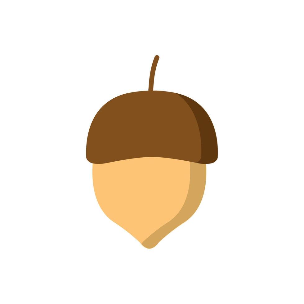 Brown little acorn, illustration, vector on white background.