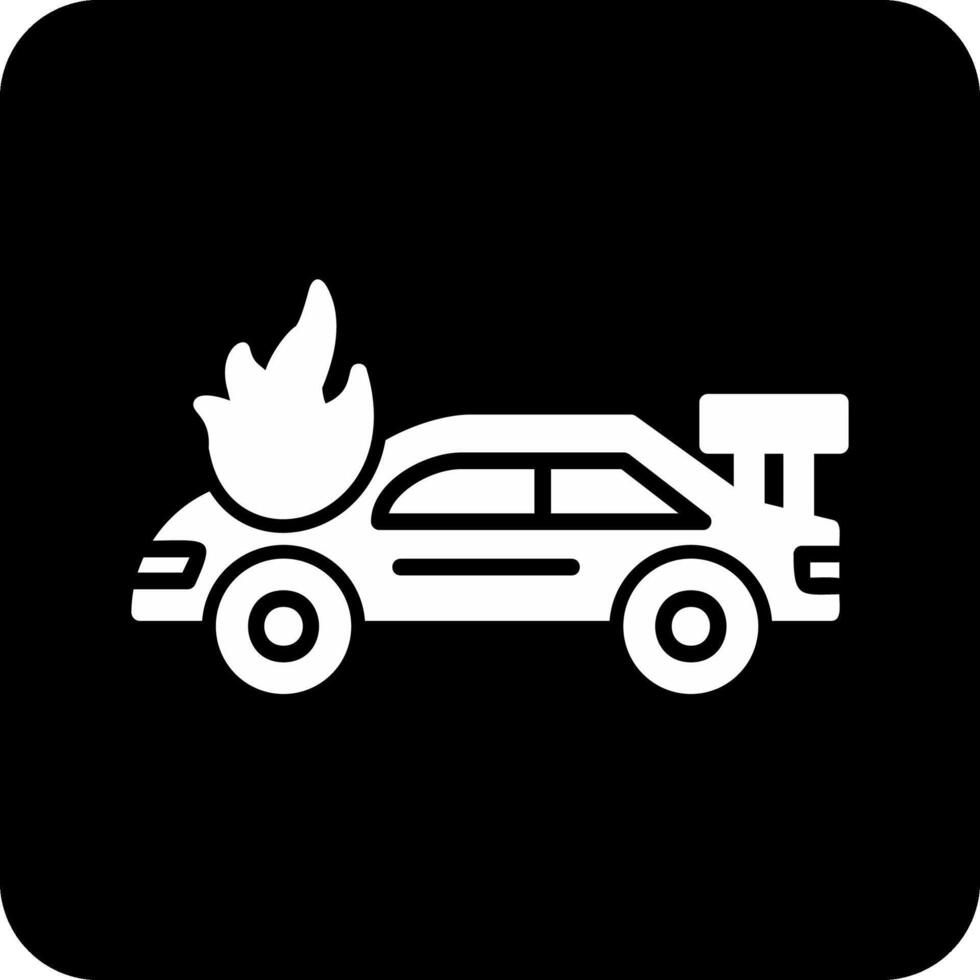 Accident Car In Fire Vector Icon