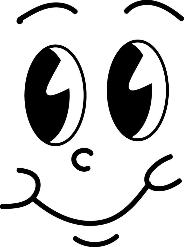 cute funny face of male cartoon character, retro 60-70s style vector