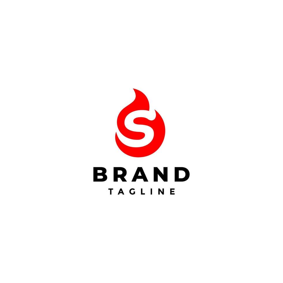 Fiery Initial Letter S Logo Design. Initial S Letter Inside Fire Icon Logo Design. vector