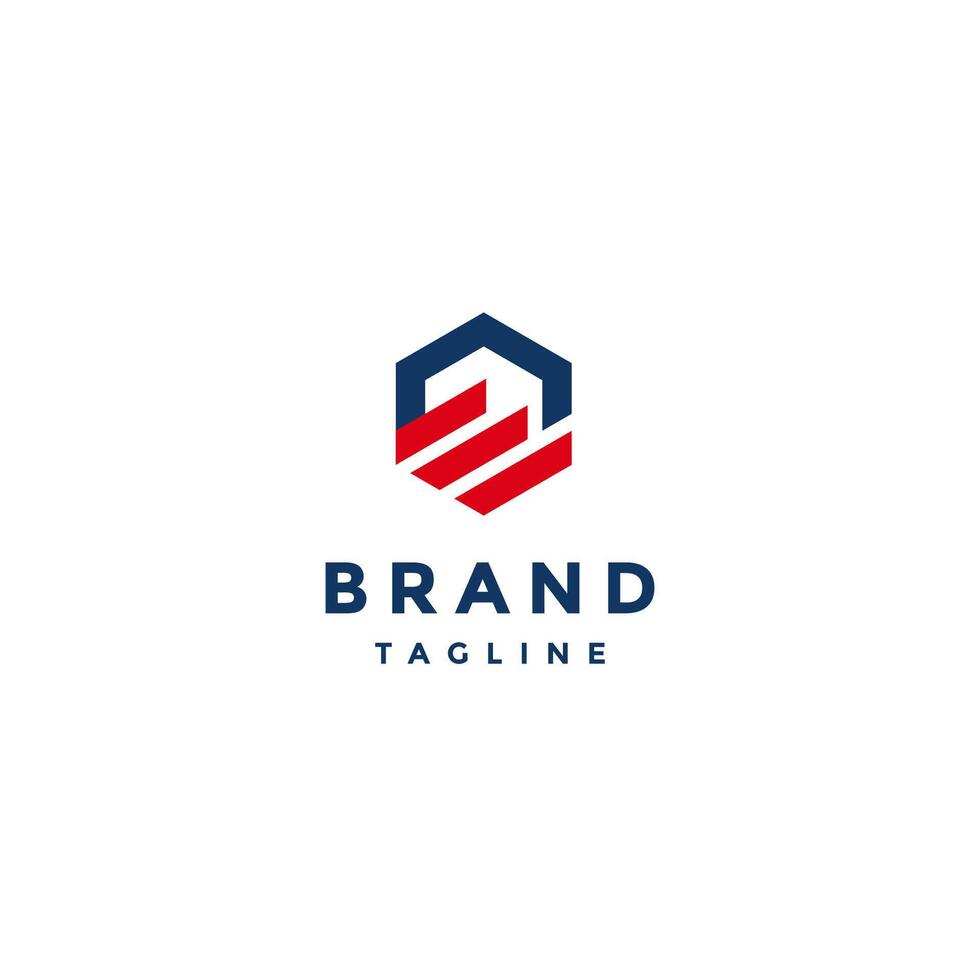 Simple Abstract Lines Hexagon Logo Design. Hexagon Symbol With Upward Lines Logo Design. vector