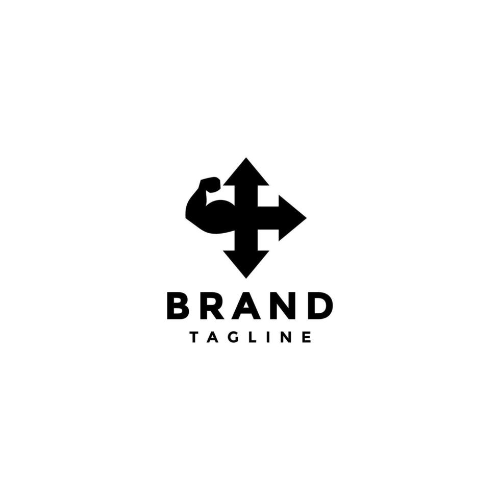 Simple Path Of Strength Symbol Design. Power Icon With Up Down And Forward Direction Symbols Logo Design. vector