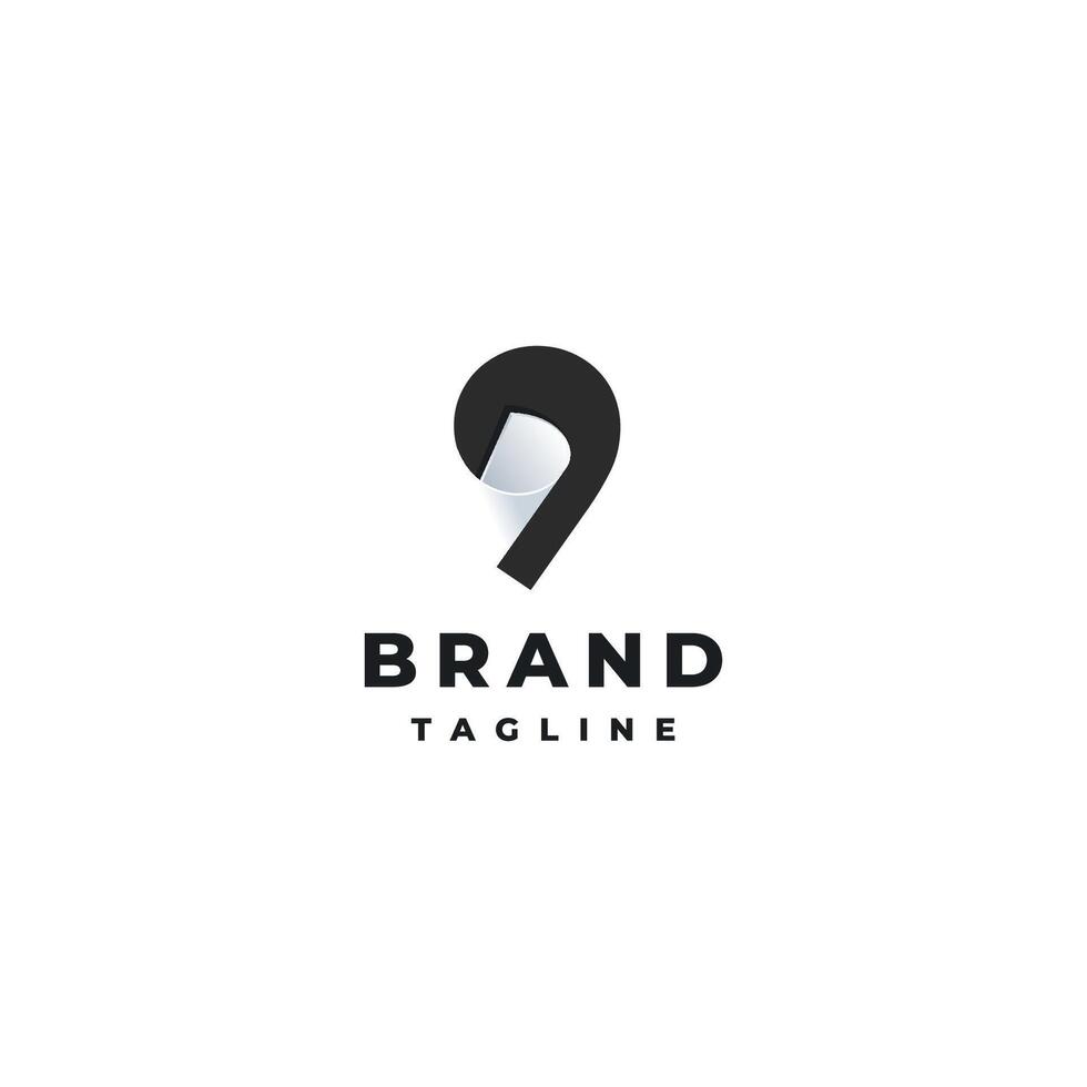 Creative Nine Paper Logo Design. Number Nine With A Roll Of Paper Inside Logo Design. vector
