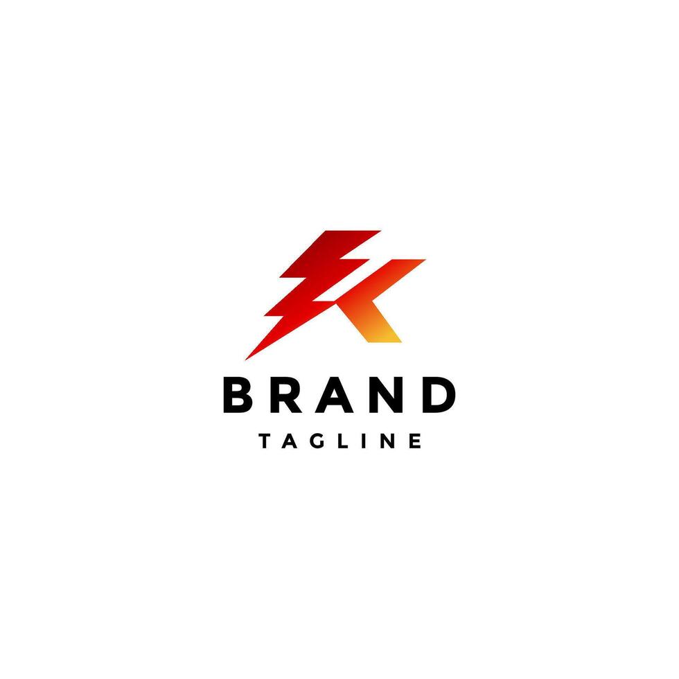 Initial Letter K Thunder Logo Design. Letter K Shaped Lightning Symbol Design Logo. vector