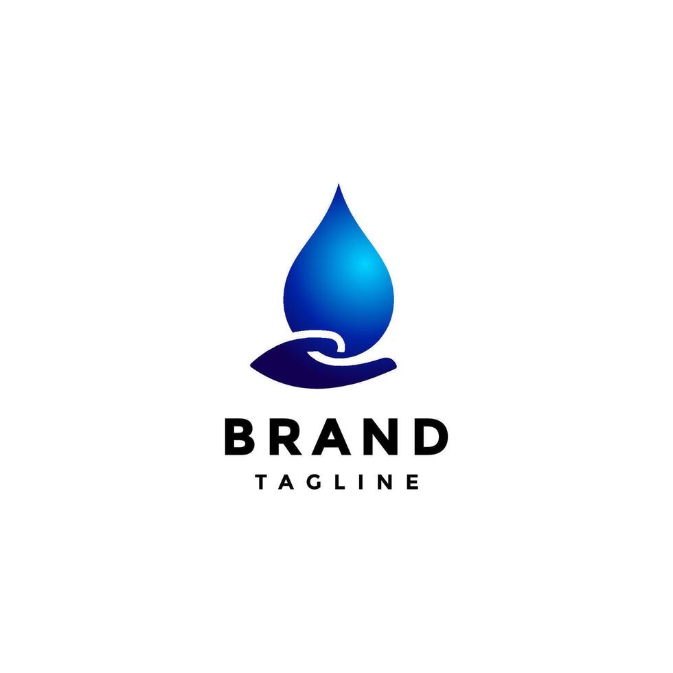 Simple Giving Water Logo Design. Hand Carrying Water Symbol Design. vector