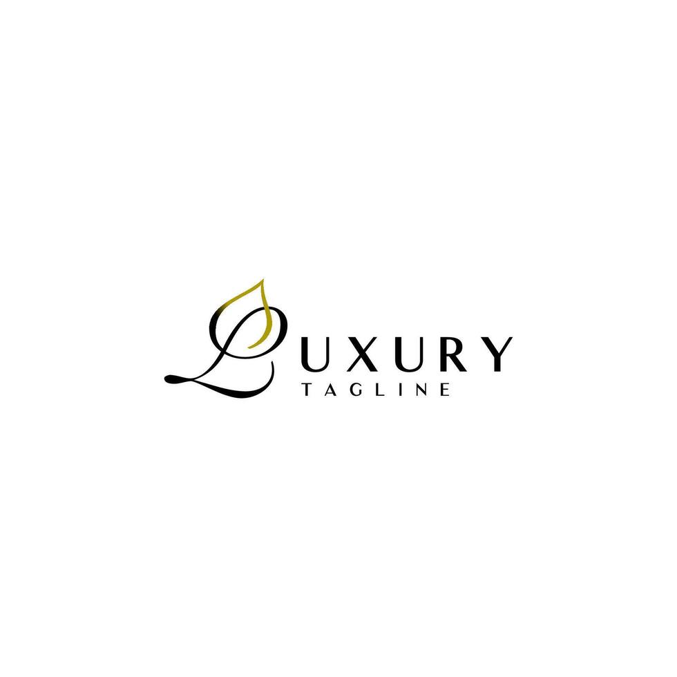 Minimalist Luxury Water Logo Design. The Word Luxury With Water Symbols On The Letter L Logo Design. vector