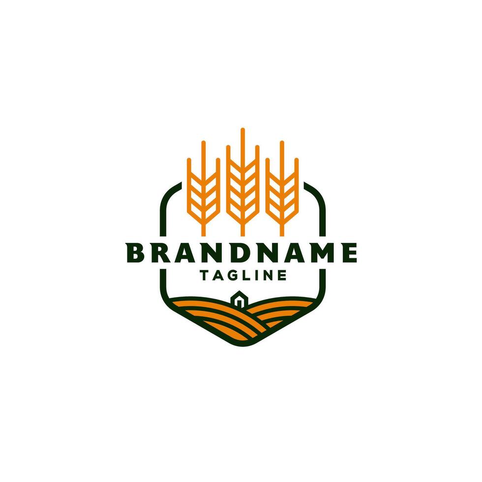 Simple Wheat Farm Logo Design. Illustration of Agricultural Land During Harvest Period Design. vector