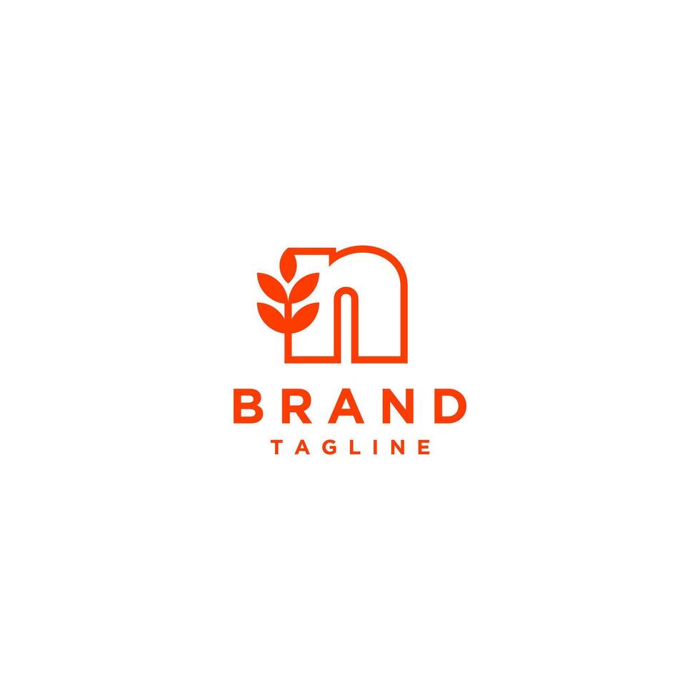 Simple Grained Letter n Logo Design. Initial Letter N and Wheat Grain In One Continuous Line Design. vector