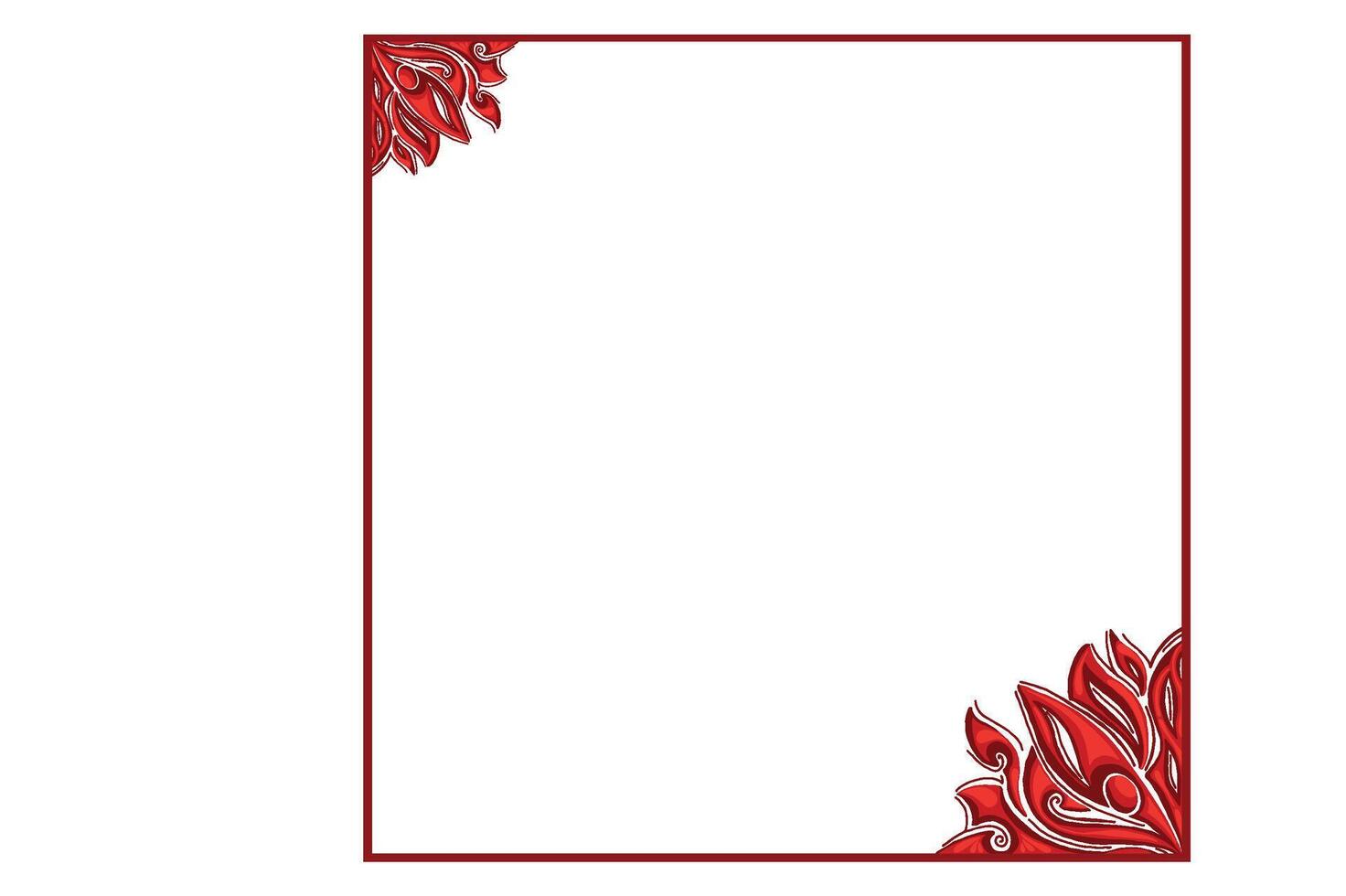 Red Orament Frame Border Vector For Decoration Design