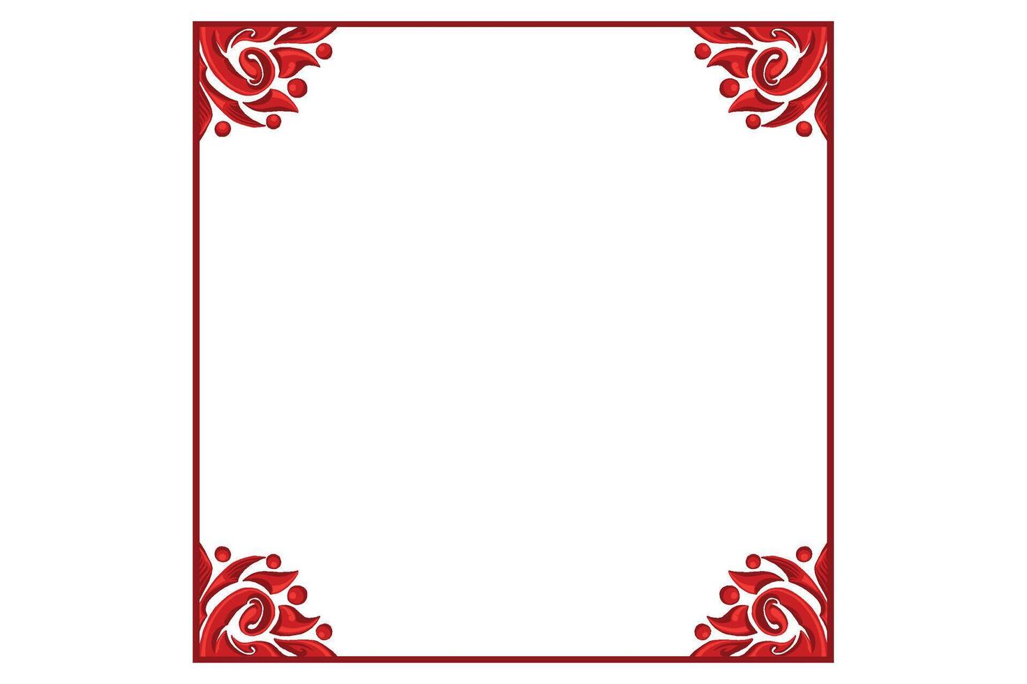 Red Orament Frame Border Vector For Decoration Design
