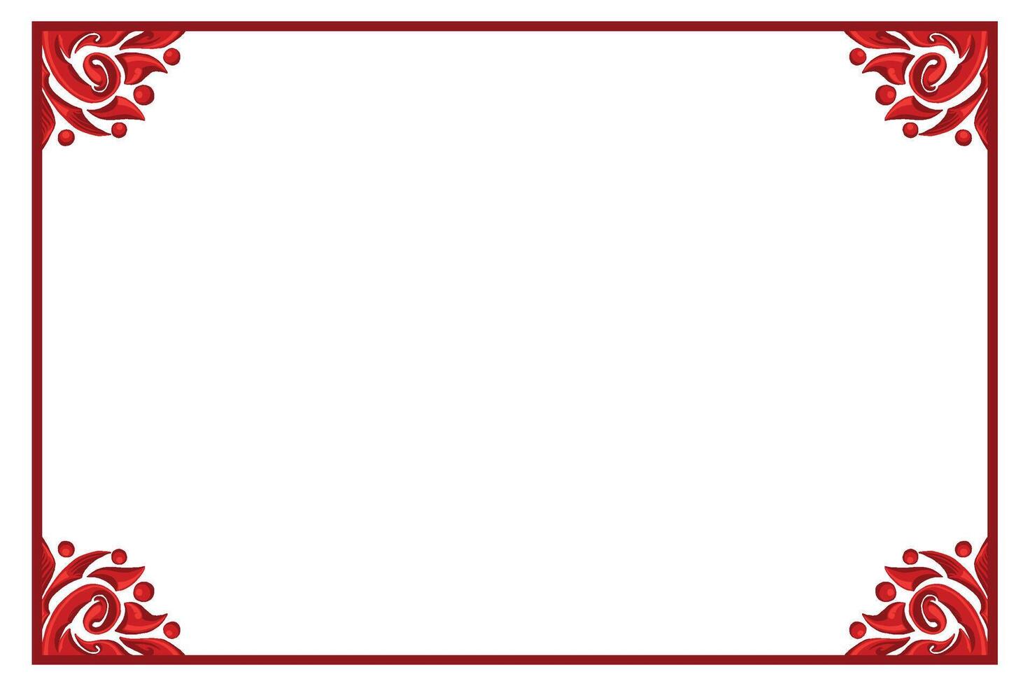 Red Orament Frame Border Vector For Decoration Design