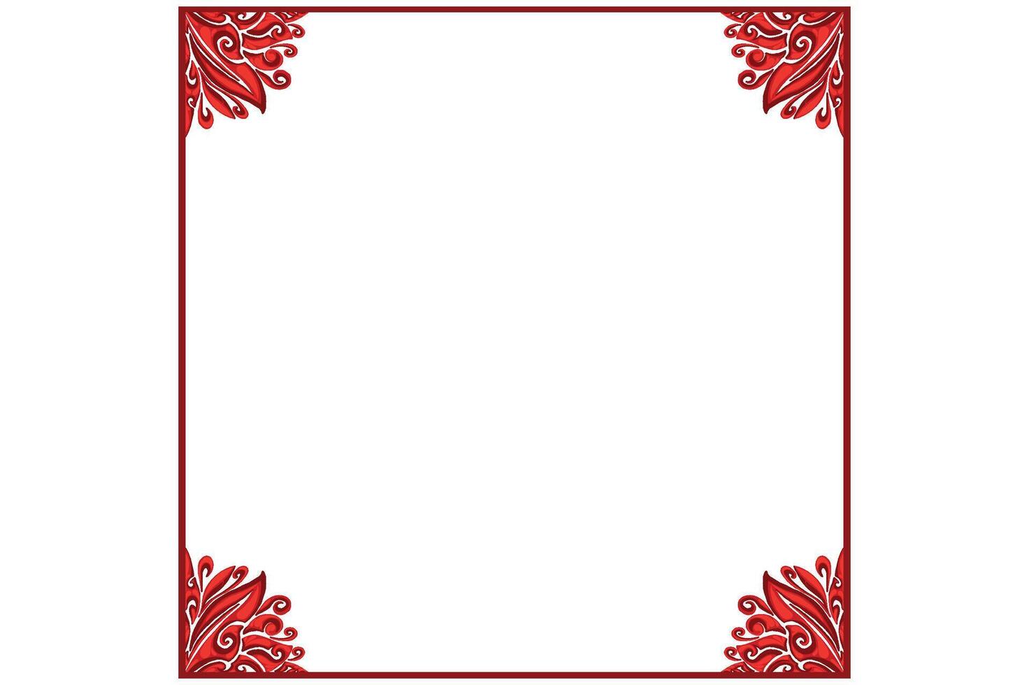 Red Orament Frame Border Vector For Decoration Design