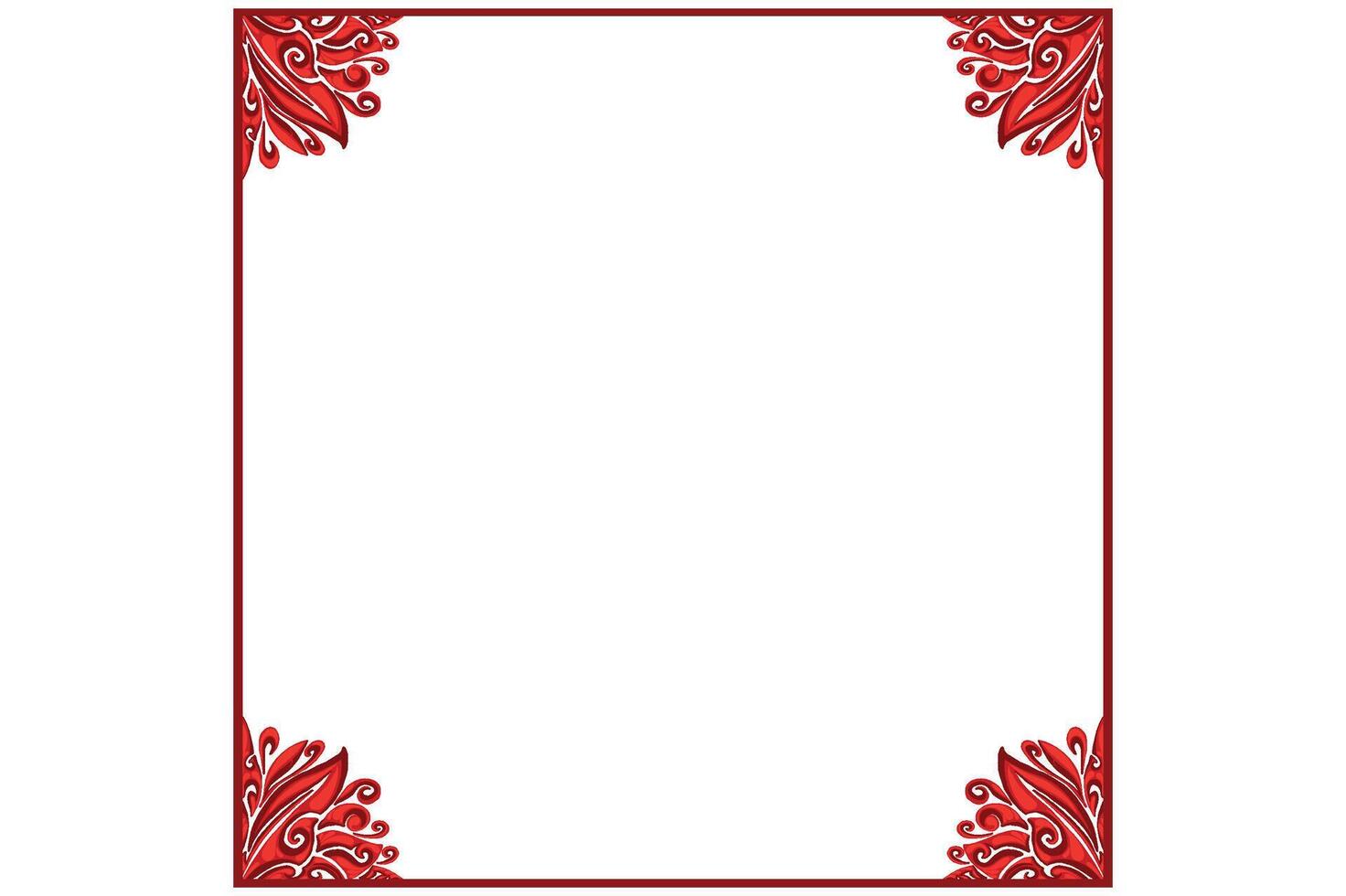 Red Orament Frame Border Vector For Decoration Design