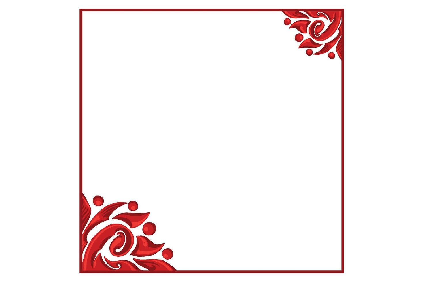 Red Orament Frame Border Vector For Decoration Design