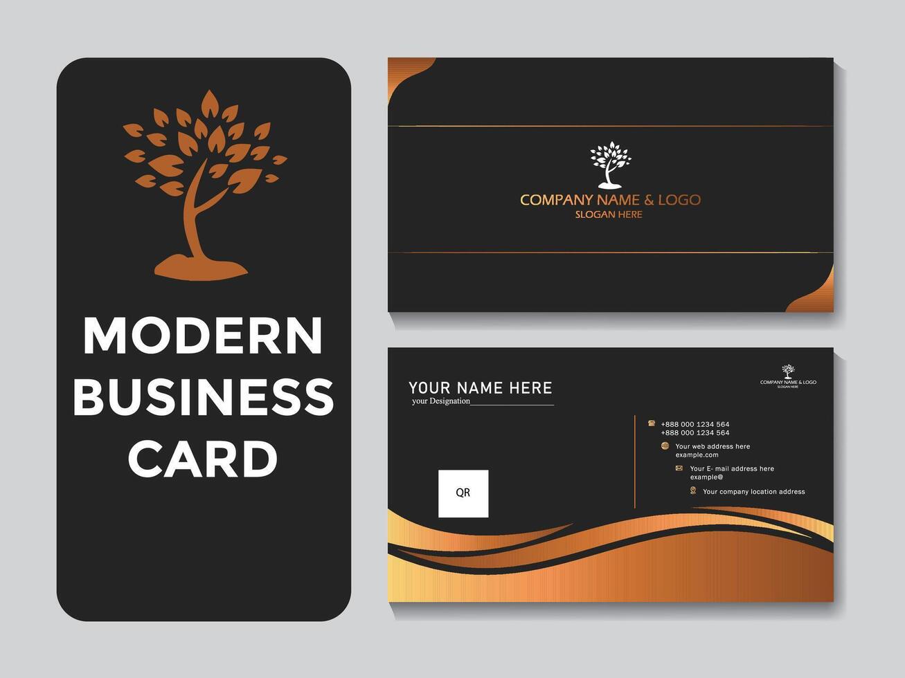 Vector Elegant Premium Golden And Black Color Business Card Template