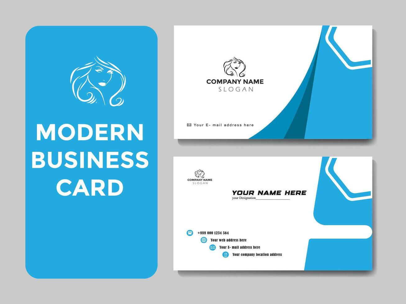 Vector Blue And White Business Card Design