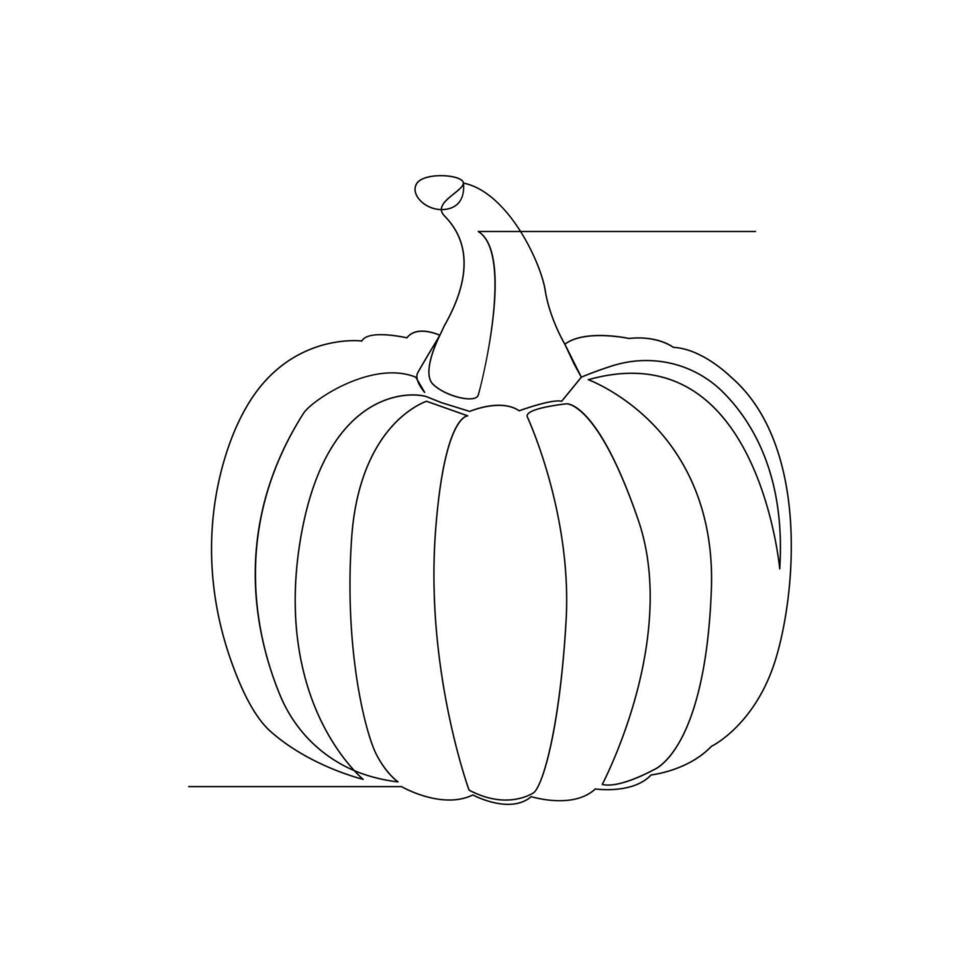 Vector in one continuous line drawing of pumpkin illustration concept of vegetables minimal design
