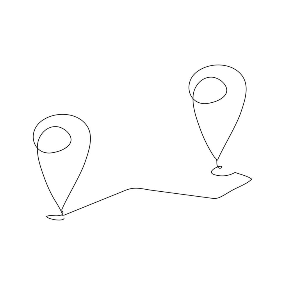 Location pointers one continuous line drawing isolated on white background minimalist design vector