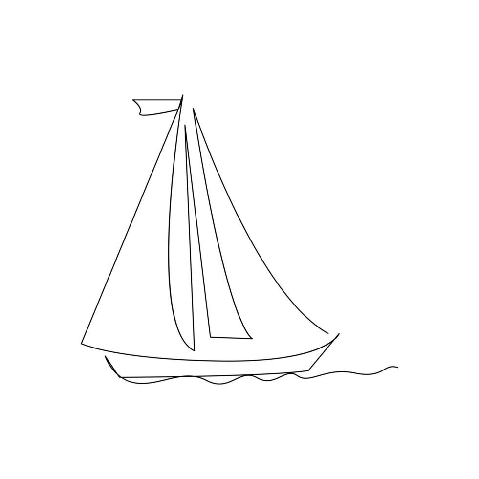 Vector continuous one line drawing of sailboat best use for logo poster banner stock illustration and minimal