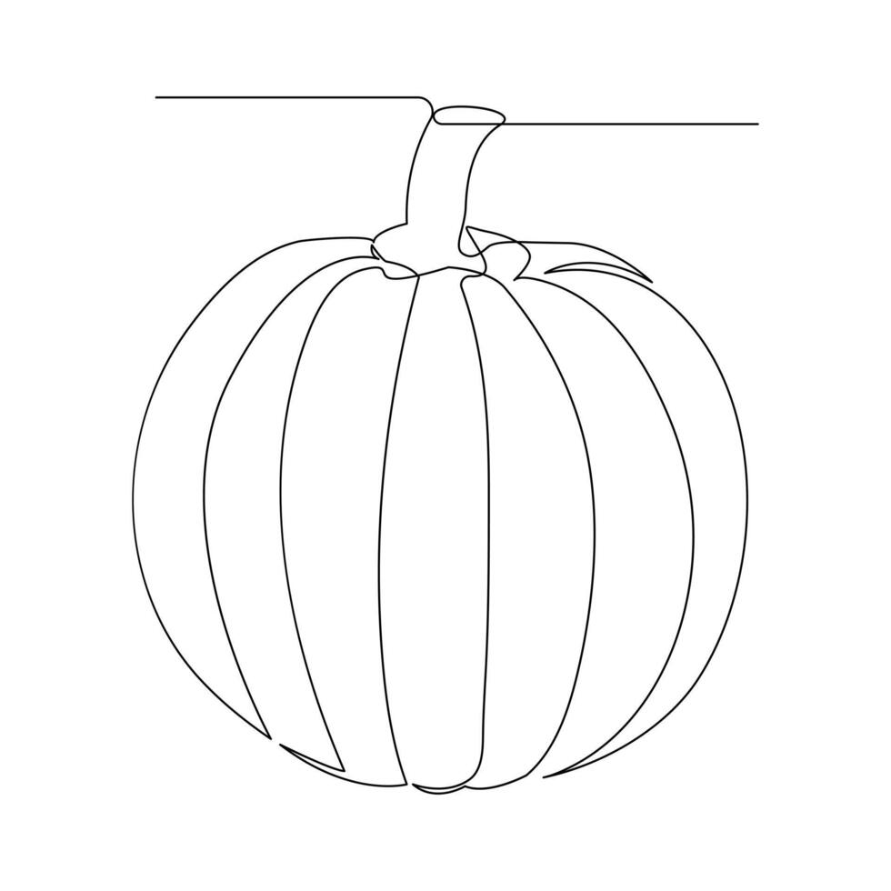 Vector in one continuous line drawing of pumpkin illustration concept of vegetables minimal design