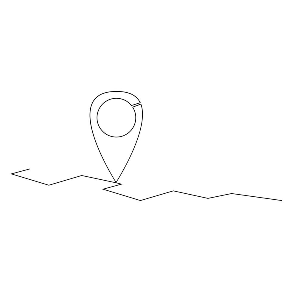 Location pointers one continuous line drawing isolated on white background minimalist design vector