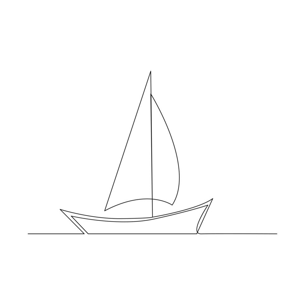 Vector continuous one line drawing of sailboat best use for logo poster banner stock illustration and minimal