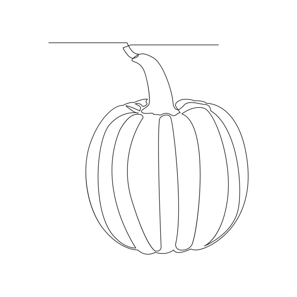 Vector in one continuous line drawing of pumpkin illustration concept of vegetables minimal design
