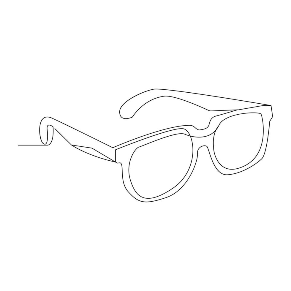 Vector in one continuous one line drawing of eye glasses. Sunglass one line design isolated on white background.