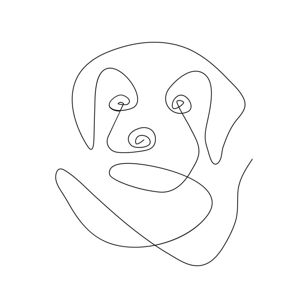 Vector dog pet animal continuous one line art silhouette drawing isolated on white background
