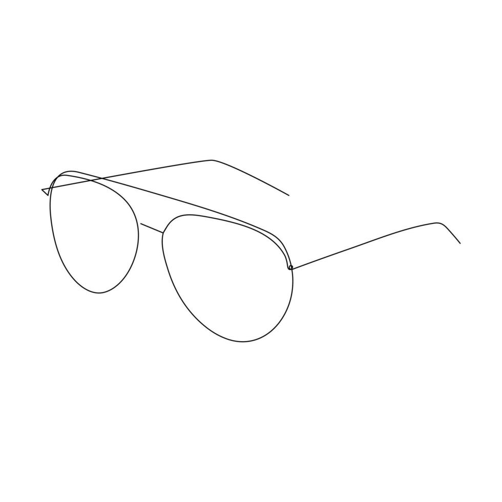 Vector in one continuous one line drawing of eye glasses. Sunglass one line design isolated on white background.