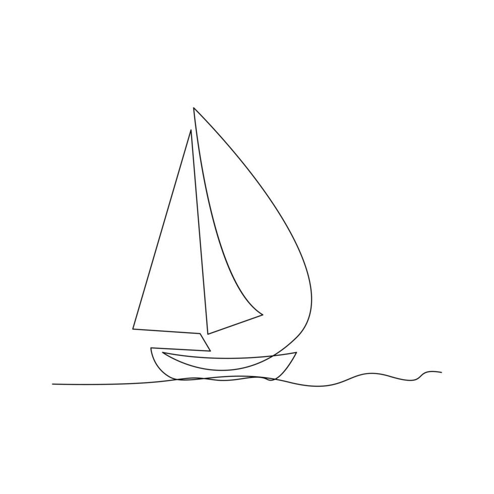 Vector continuous one line drawing of sailboat best use for logo poster banner stock illustration and minimal