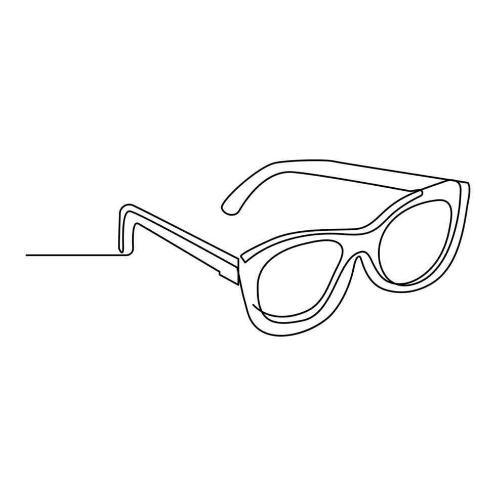 Vector in one continuous one line drawing of eye glasses. Sunglass one line design isolated on white background.