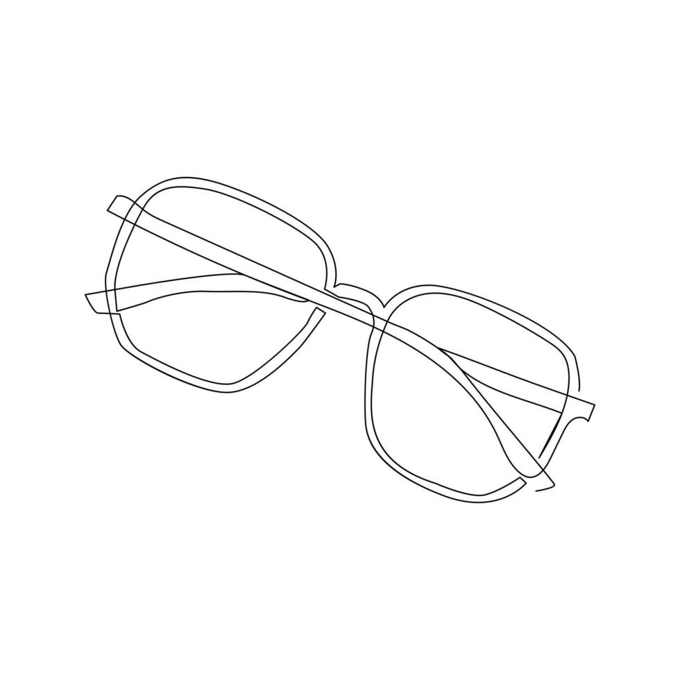 Vector in one continuous one line drawing of eye glasses. Sunglass one line design isolated on white background.