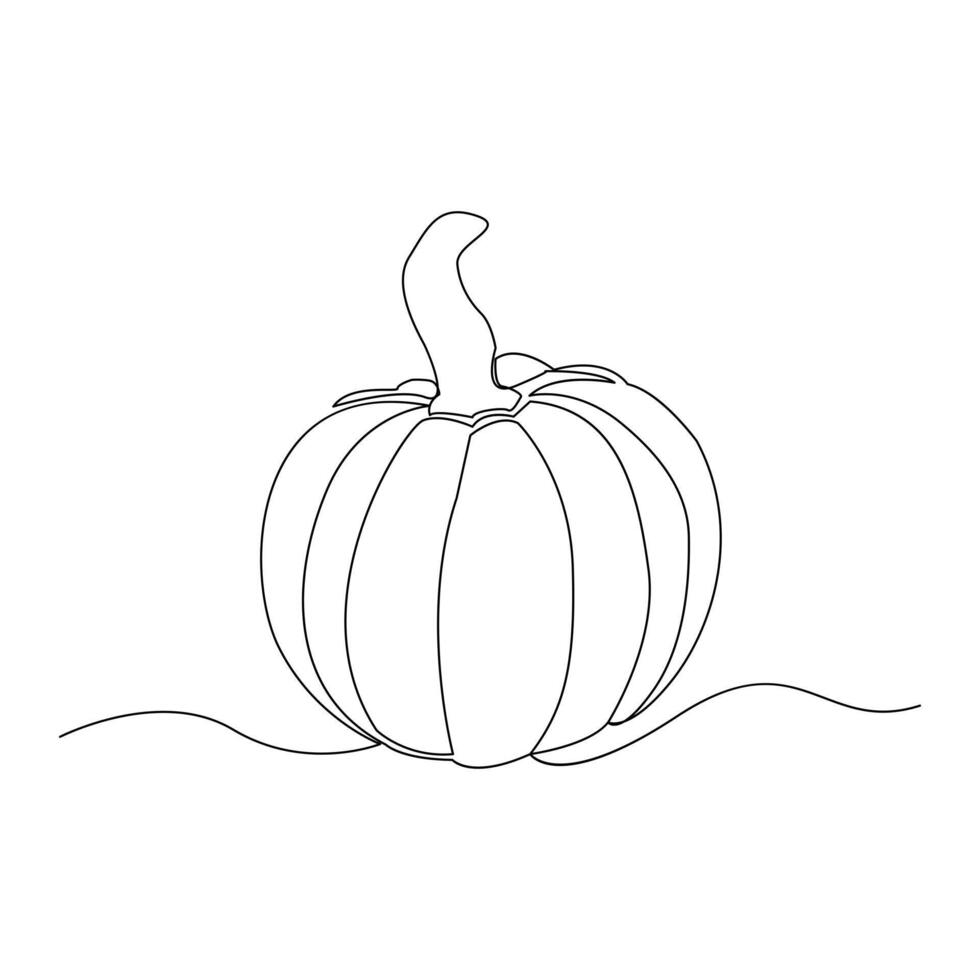 Vector in one continuous line drawing of pumpkin illustration concept of vegetables minimal design