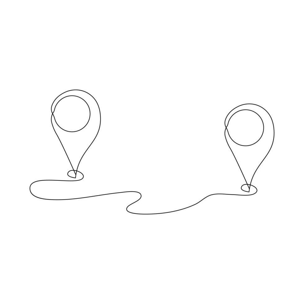 Location pointers one continuous line drawing isolated on white background minimalist design vector