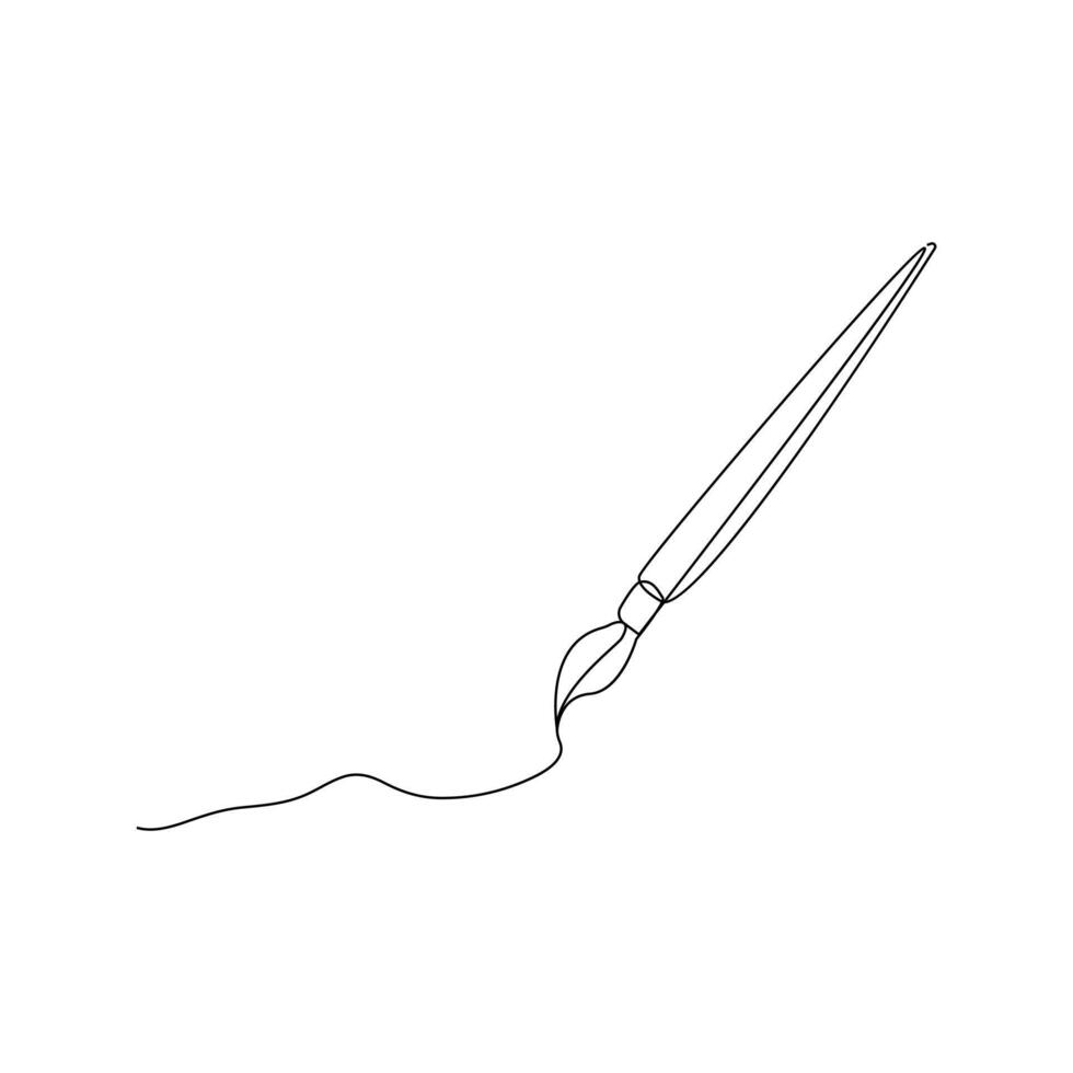 Vector in one continuous line drawing of paint brush sketch isolated on white background minimal