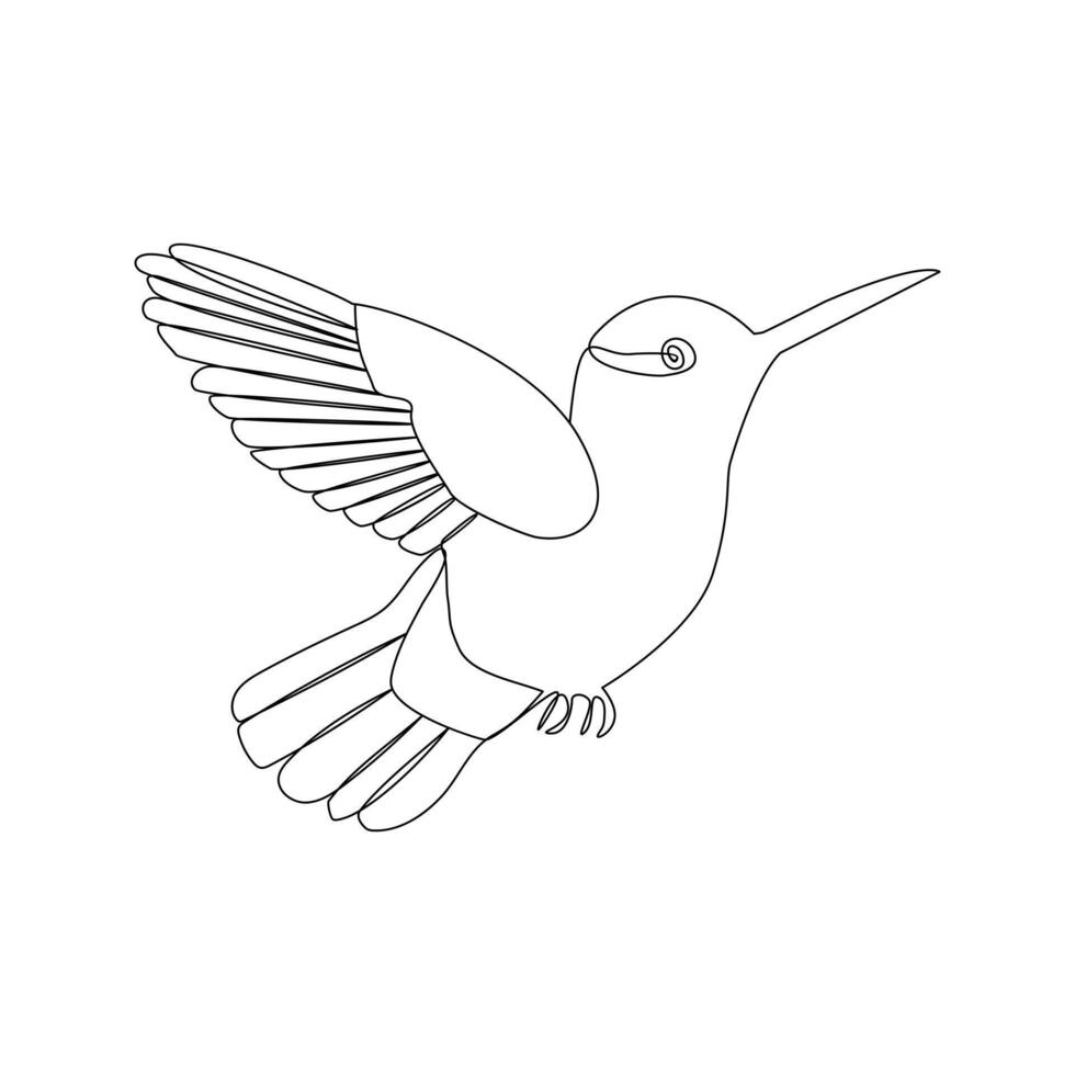 Vector in one continuous line drawing of humming bird best use for logo, poster, banner and background.