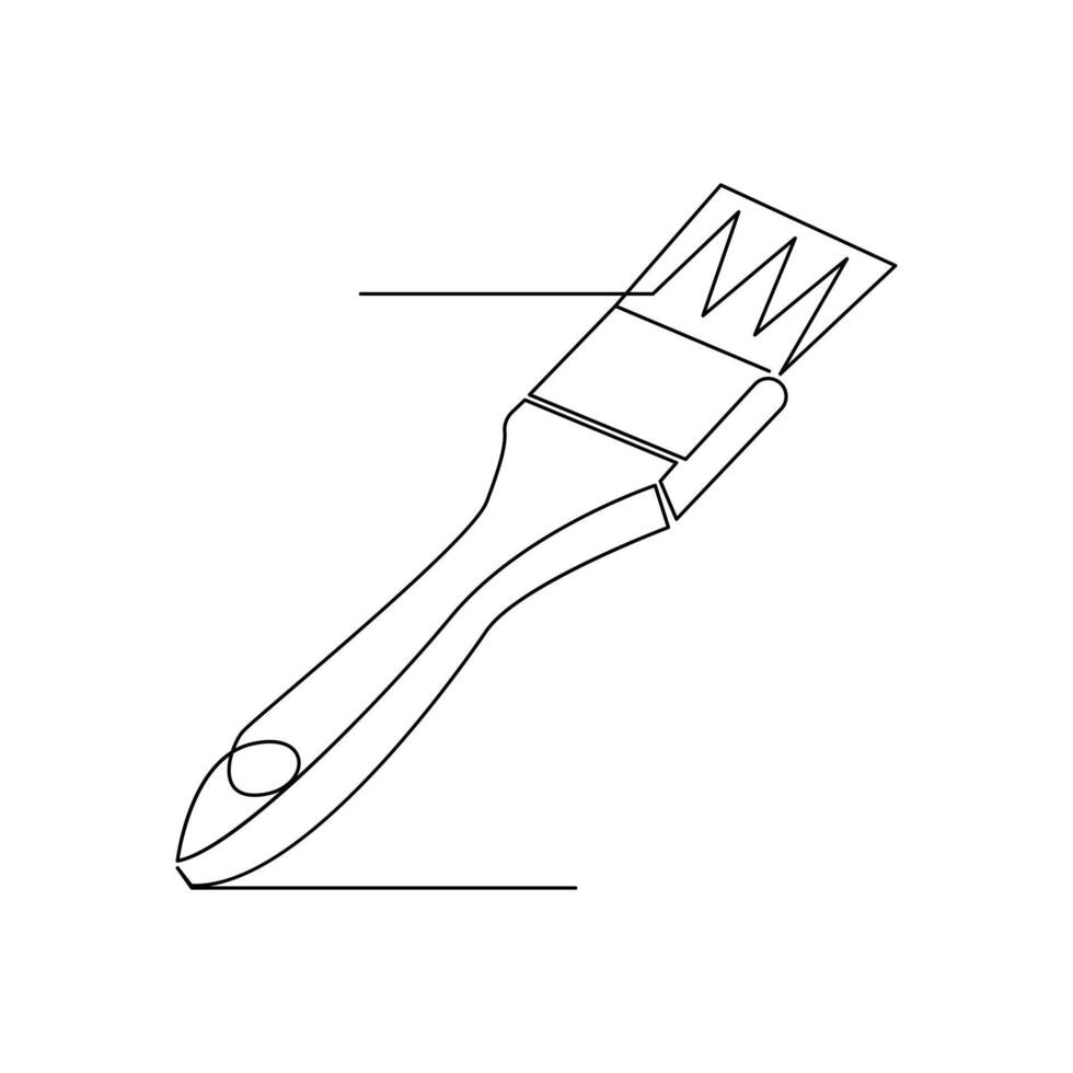 Vector in one continuous line drawing of paint brush sketch isolated on white background minimal