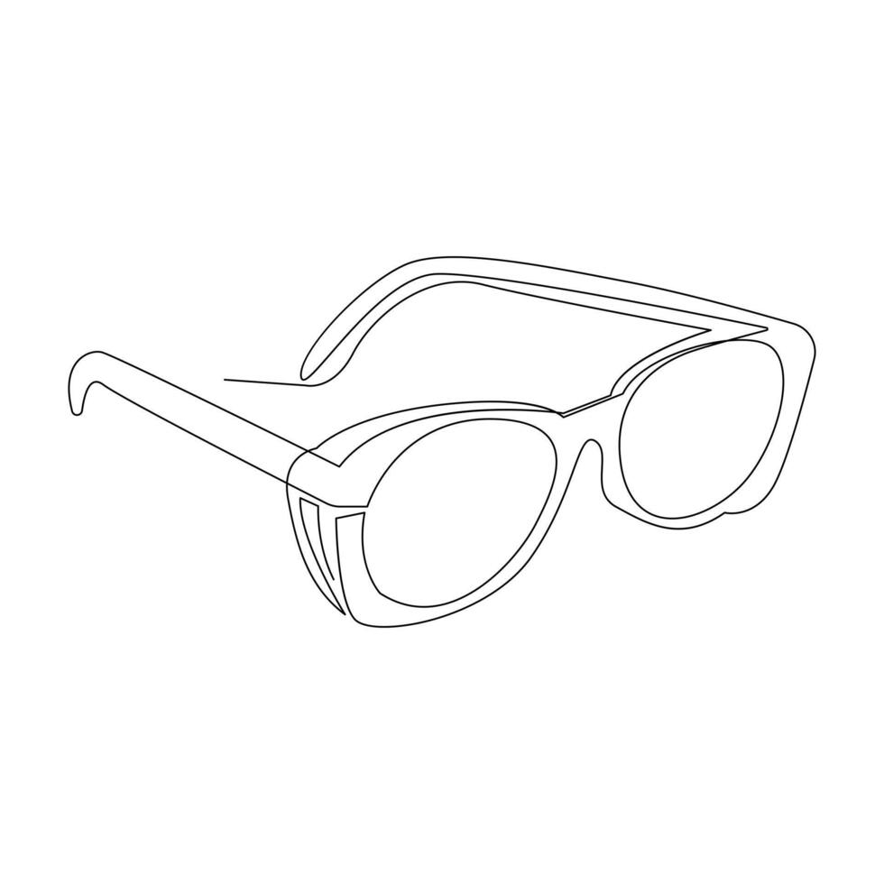 Vector in one continuous one line drawing of eye glasses. Sunglass one line design isolated on white background.