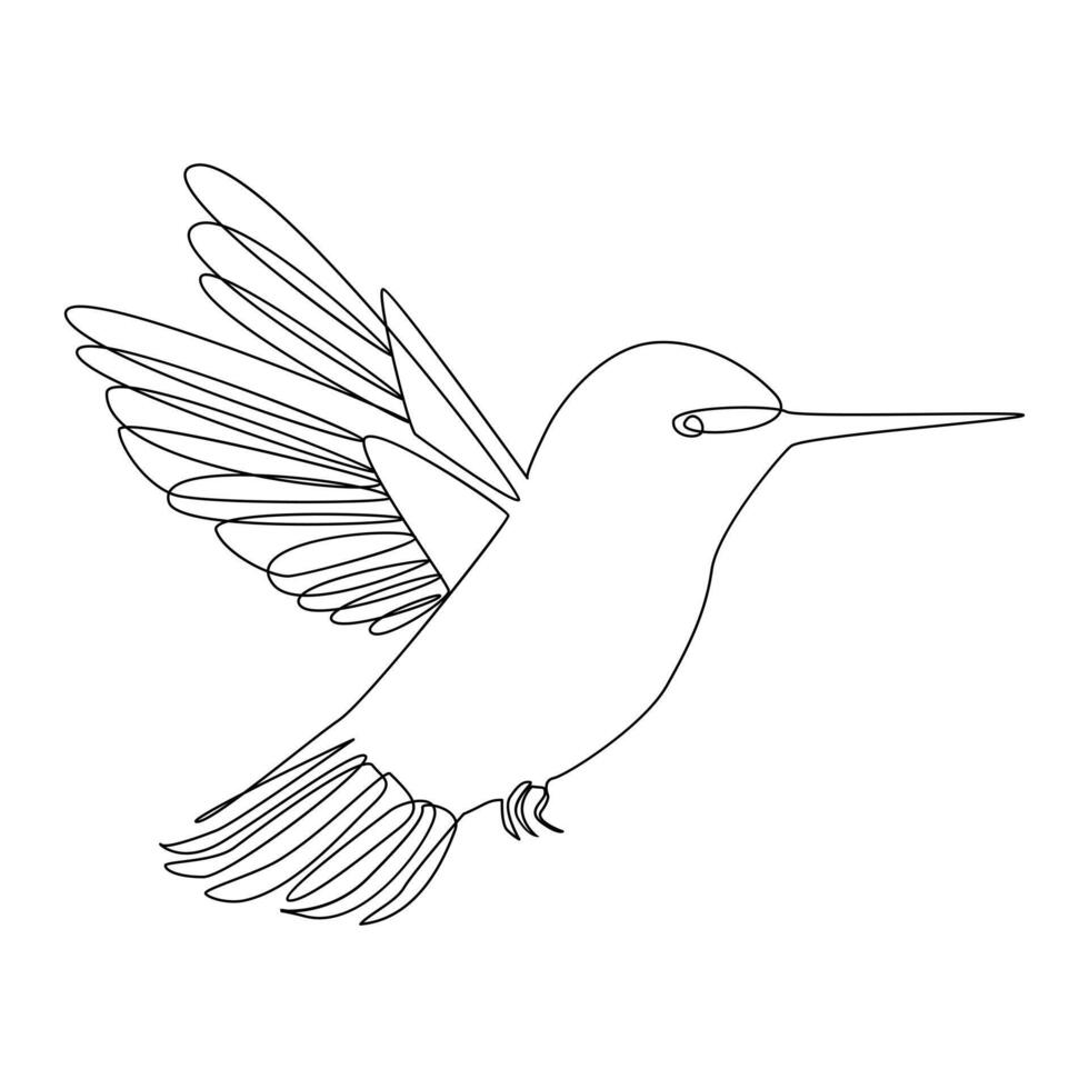 Vector in one continuous line drawing of humming bird best use for logo, poster, banner and background.