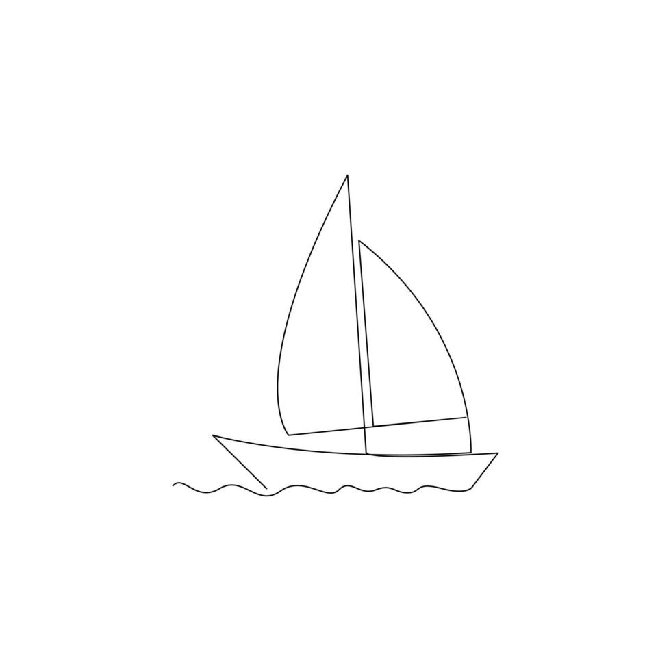 Vector continuous one line drawing of sailboat best use for logo poster banner stock illustration and minimal