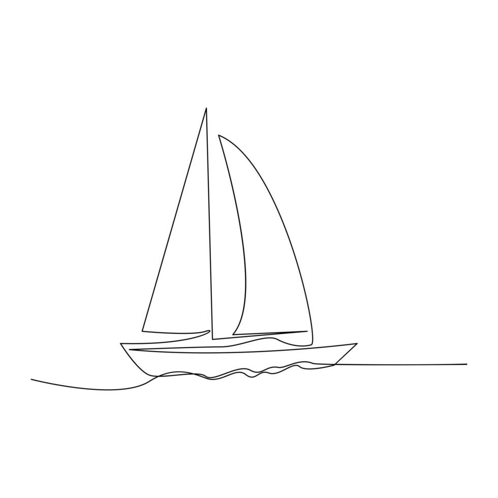 Vector continuous one line drawing of sailboat best use for logo poster banner stock illustration and minimal